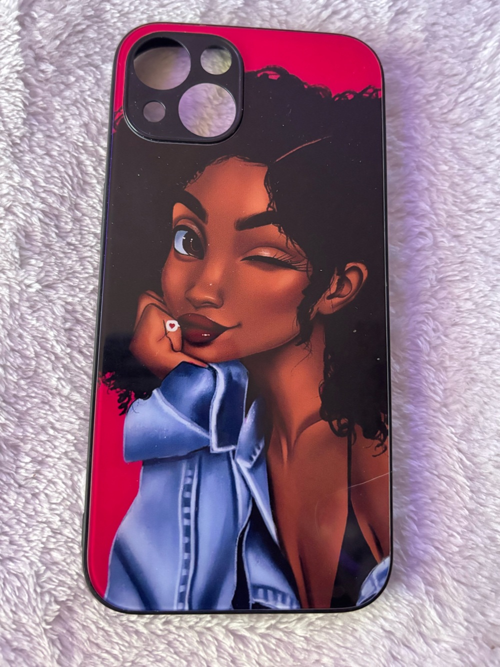 Cute Cartoon Girl iPhone 13/14/15 Protective Phone Case Black